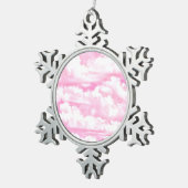 Hellrosa Elegante Wolkendekoration Schneeflocken Zinn-Ornament (Rechts)
