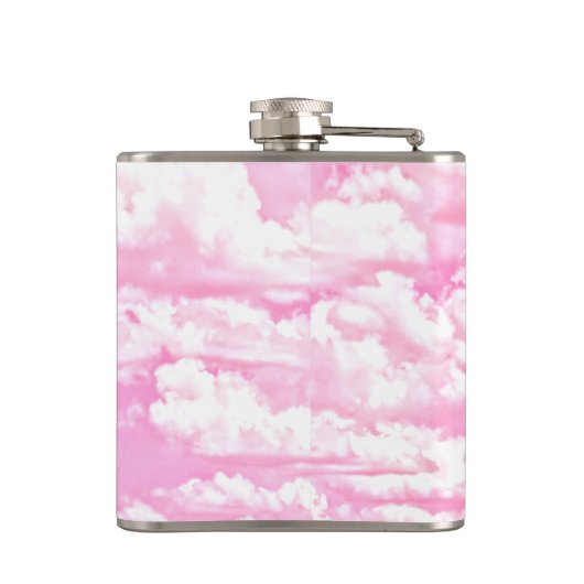 Hellrosa eleganter Wolken-Dekor Flachmann (Rückseite)