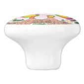 Hellrosa Eule auf grünem Keramikknauf (Seitenansicht)