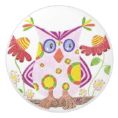 Hellrosa Eulen-Kinderzimmerraum-Keramikgriff Keramikknauf (Vorderseite)