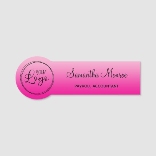 Hellrosa Farbverlauf-Logo-Name Titel Namensschild (Vorderseite)