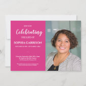 Hellrosa Feier des Lebens mit Foto Beerdigung Einladung (Vorderseite)