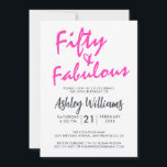Hellrosa Fifty Fabulous | 50. Geburtstagsparty Einladung<br><div class="desc">Ein elegantes 50-jähriges Foto,  das Sie persönlich gestalten und für Ihre 50-jährige Geburtstagsfeier aussenden können. Die Wörter "50 und Fabulous" in schwarz und hellrosa sind Set mit stilvollen Schriften und moderner Typografie. Exklusiv für Sie von Happy Dolphin Studio entworfen! @glückydolphinstudio</div>