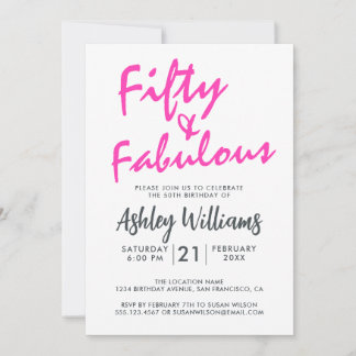 Hellrosa Fifty Fabulous | 50. Geburtstagsparty Einladung