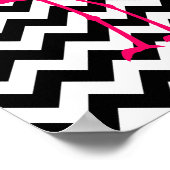 Hellrosa Flamingo Black und White Zigzag Poster (Ecke)