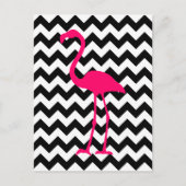 Hellrosa Flamingo Black und White Zigzag Postkarte (Vorderseite)
