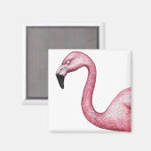 Hellrosa Flamingo Illustration Magnet (Vorderseite/Rückseite)