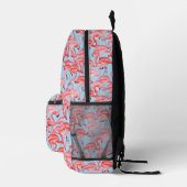 Hellrosa Flamingos auf blau Bedruckter Rucksack (Rechts)