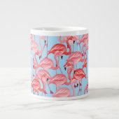 Hellrosa Flamingos auf blau| Erste Schritte Jumbo-Tasse (Vorderseite)