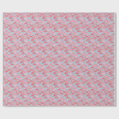 Hellrosa Flamingos auf blau Geschenkpapier (Flach)