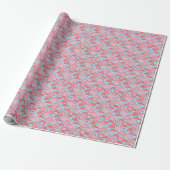 Hellrosa Flamingos auf blau Geschenkpapier (Ungerollt)