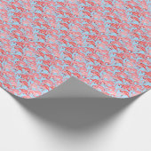 Hellrosa Flamingos auf blau Geschenkpapier (Ecke)