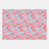 Hellrosa Flamingos auf blau Geschenkpapier Set (Vorderseite 3)