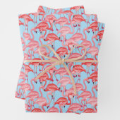 Hellrosa Flamingos auf blau Geschenkpapier Set (Beispiel)