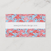 Hellrosa Flamingos auf blau| Monogramm Visitenkarte (Rückseite)