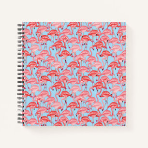 Hellrosa Flamingos auf blau Notizblock