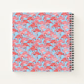 Hellrosa Flamingos auf blau Notizblock (Rückseite)
