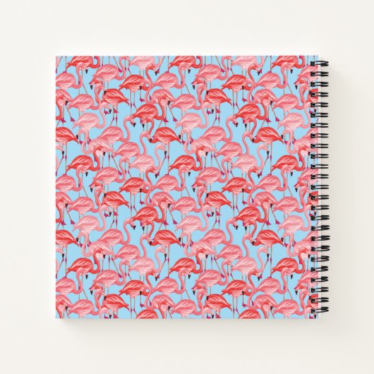 Hellrosa Flamingos auf blau Notizblock (Rückseite)