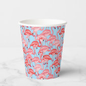 Hellrosa Flamingos auf blau Pappbecher (Vorderseite)