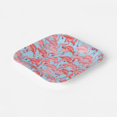 Hellrosa Flamingos auf blau Pappteller (Gewinkelt)