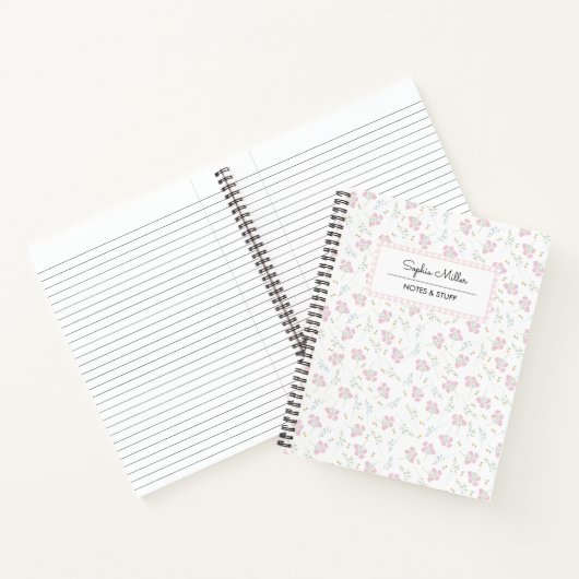 Hellrosa Floral Coquette Ästhetische Spirale Notizblock (Innenseite)