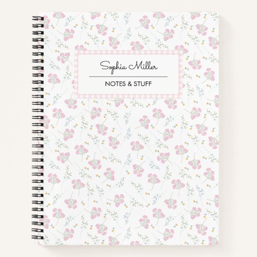 Hellrosa Floral Coquette Ästhetische Spirale Notizblock (Vorderseite)