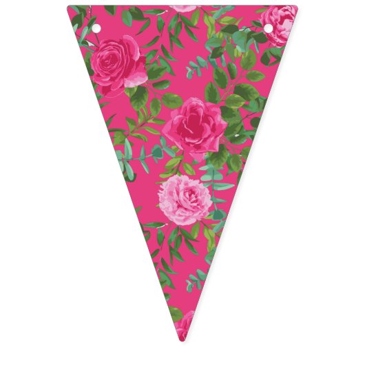 Hellrosa Floral Hochzeitsflaggen Wimpelkette (Erste Fahne)