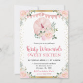 Hellrosa Floral Pumpkin Fall Sweet 16 Einladung (Vorderseite)