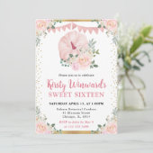Hellrosa Floral Pumpkin Fall Sweet 16 Einladung (Stehend Vorderseite)
