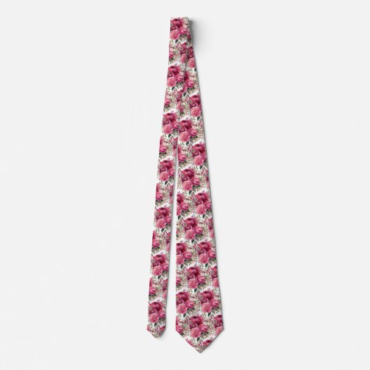 Hellrosa Floral Watercolor Neck Tie Krawatte (Rückseite)