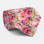 Hellrosa Floral Watercolor Neck Tie Krawatte (Gerollt)