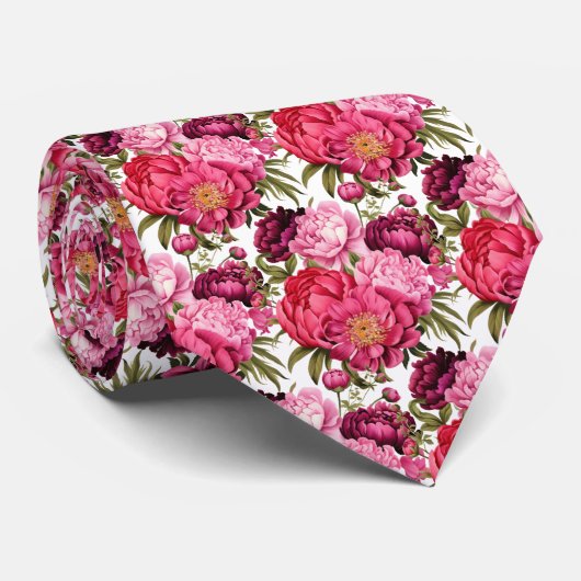 Hellrosa Floral Watercolor Neck Tie Krawatte (Gerollt)