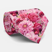 Hellrosa Floral Watercolor Neck Tie Krawatte (Gerollt)