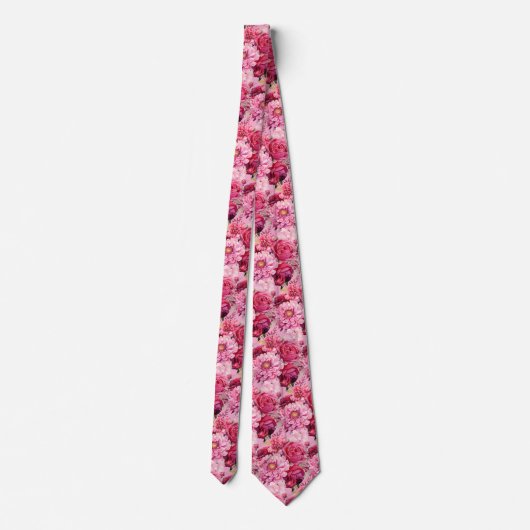 Hellrosa Floral Watercolor Neck Tie Krawatte (Rückseite)