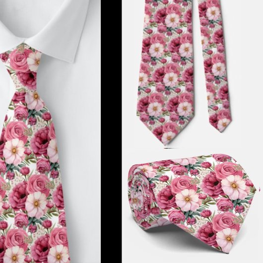 Hellrosa Floral Watercolor Neck Tie Krawatte