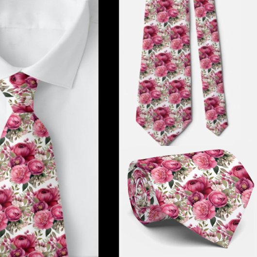 Hellrosa Floral Watercolor Neck Tie Krawatte