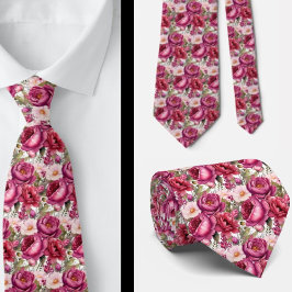 Hellrosa Floral Watercolor Neck Tie Krawatte