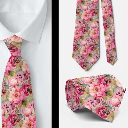 Hellrosa Floral Watercolor Neck Tie Krawatte