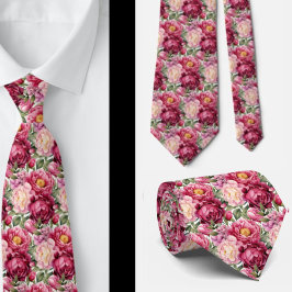 Hellrosa Floral Watercolor Neck Tie Krawatte