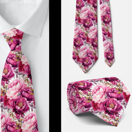 Hellrosa Floral Watercolor Neck Tie Krawatte