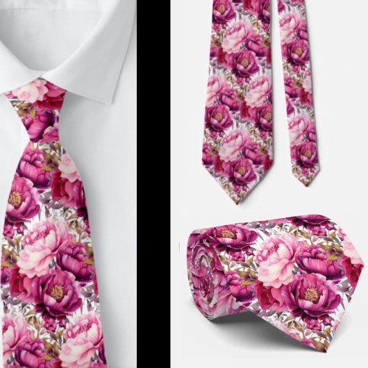 Hellrosa Floral Watercolor Neck Tie Krawatte