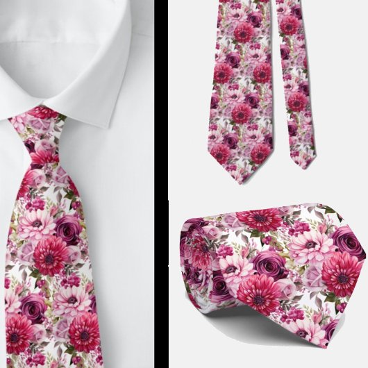 Hellrosa Floral Watercolor Neck Tie Krawatte
