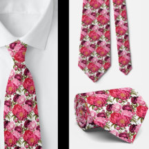Hellrosa Floral Watercolor Neck Tie