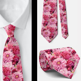 Hellrosa Floral Watercolor Neck Tie Krawatte