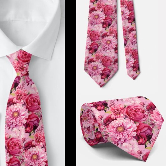 Hellrosa Floral Watercolor Neck Tie Krawatte