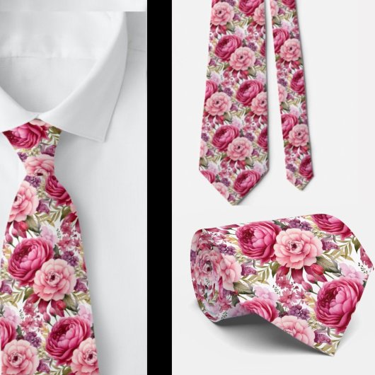 Hellrosa Floral Watercolor Neck Tie Krawatte