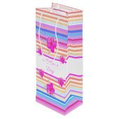 Hellrosa florale Akzentuierung Geschenktüte Für Weinflaschen (Rückseite Schrägansicht)