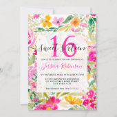 Hellrosa florale Aquarellfarben Goldener Chic Swee Einladung (Vorderseite)