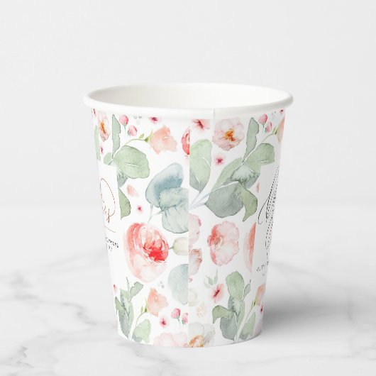 Hellrosa florale Elegant Chefs Pappbecher (Rechts)