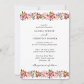 Hellrosa, florale Grenze Hochzeit abgerundete Kant Einladung (Vorderseite)